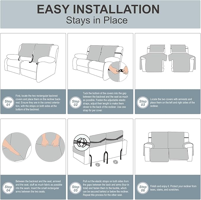 Genina Loveseat Recliner Cover Non-Slip, Sofa Cover