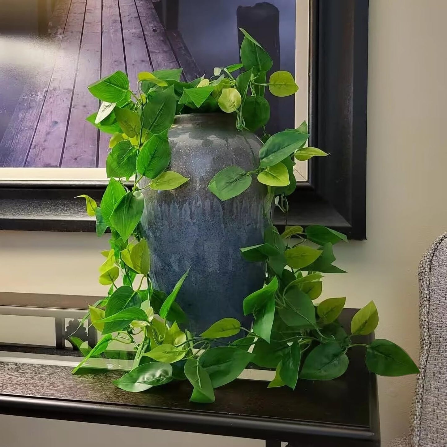 BLEUM CADE Fake Hanging Plants, 4pcs Artificial Pothos Vines Greenery for Wall Home Living Room Office Indoor Outdoor Decor (No Baskets)