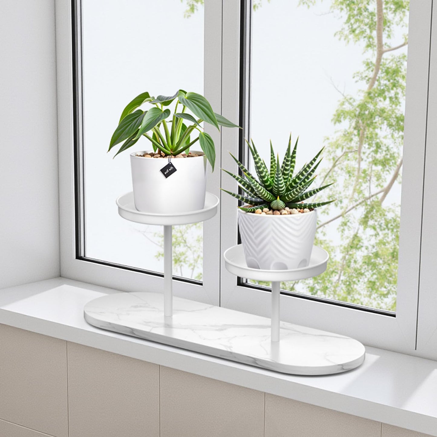 Zononoca Window Sill Plant Shelf, 2-Tier Window Shelf for Plants, Window Plant Shelves, Desk Tabletop Windowsill Plant Display Stand for Living Room, Balcony, Kitchen