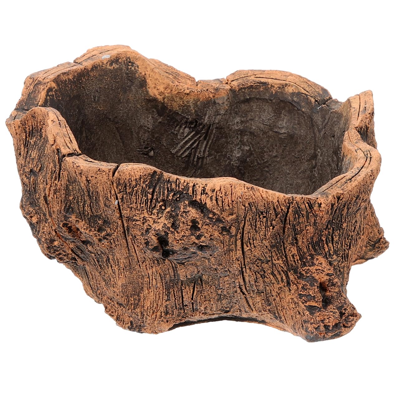 DECHOUS Artificial Small Driftwood Planter - Imitation Driftwood Stump Log Concrete Planter Succulent Flower Pot with Drainage Hole for Small Plants, Cactus, Air Plants, Home Office Indoor Decor