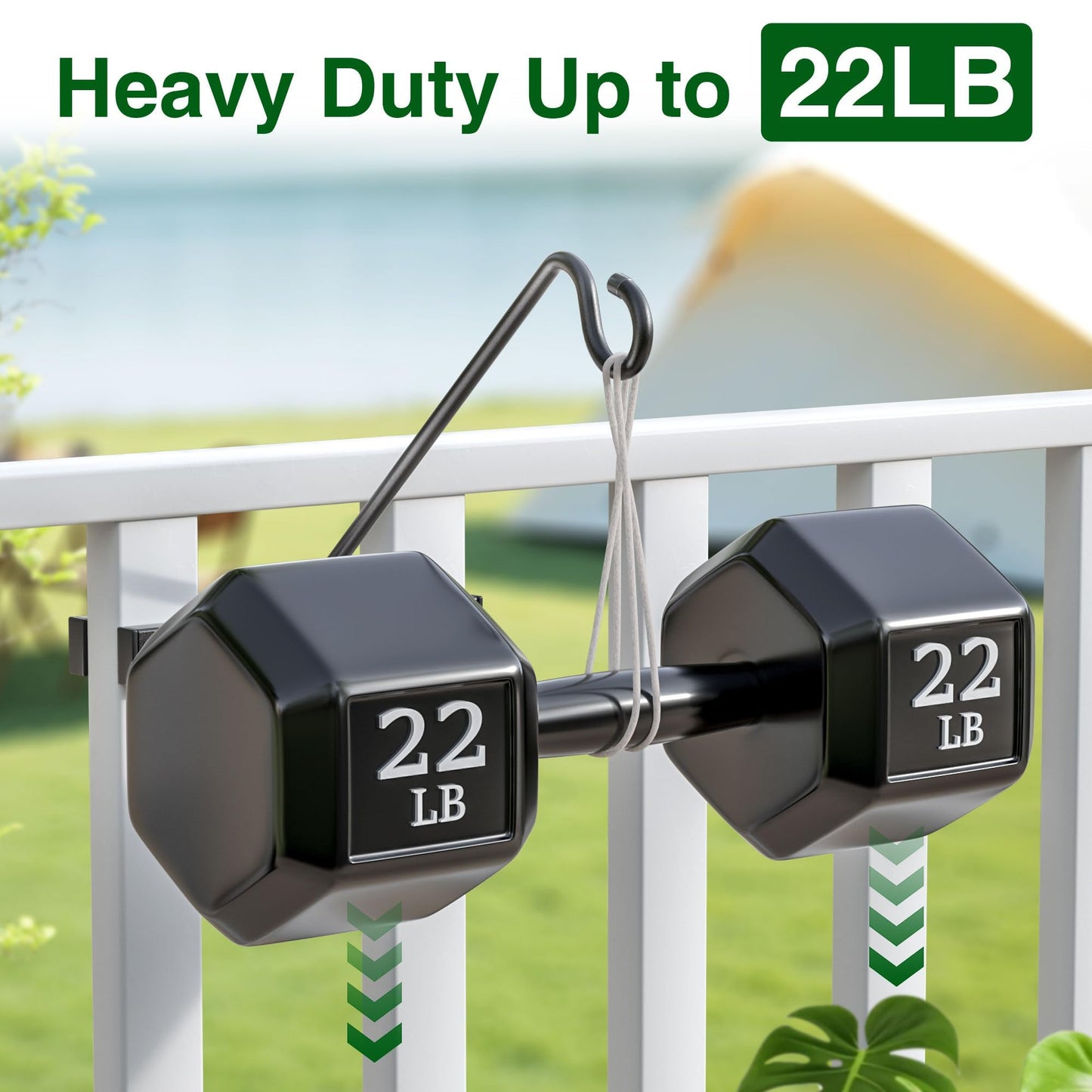 Josmimic 12-Inch 2 Pack Deck Bird Feeder Hanger for Railing, Outdoor Decor Plant Hanger, Balcony Railing Hook - 22LB Capacity - for Hanging Plants, Bird Feeders, Lanterns, Wind Chimes
