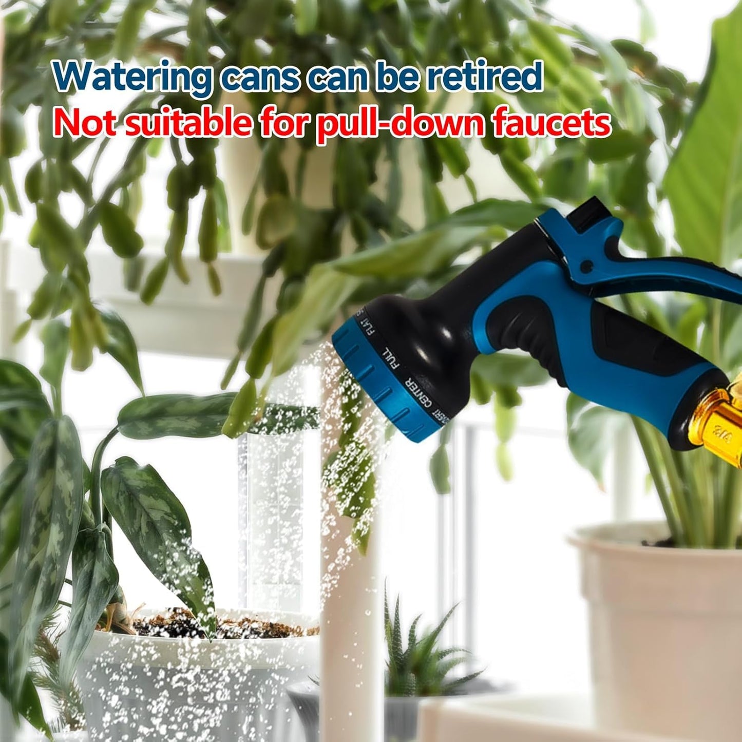 Lotoo Sink Hose Attachment for Faucet with 7 Adapters, 100 FT Indoor Faucet Hose for Kitchen Sink or Bathroom Sink Faucet with 10-Function Nozzle, Watering, Washing Pet, Household Cleaning Car Washing