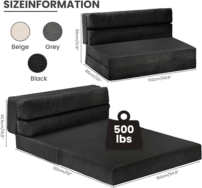 JUIKURY Folding Sofa Bed, Convertible Sleeper Chair