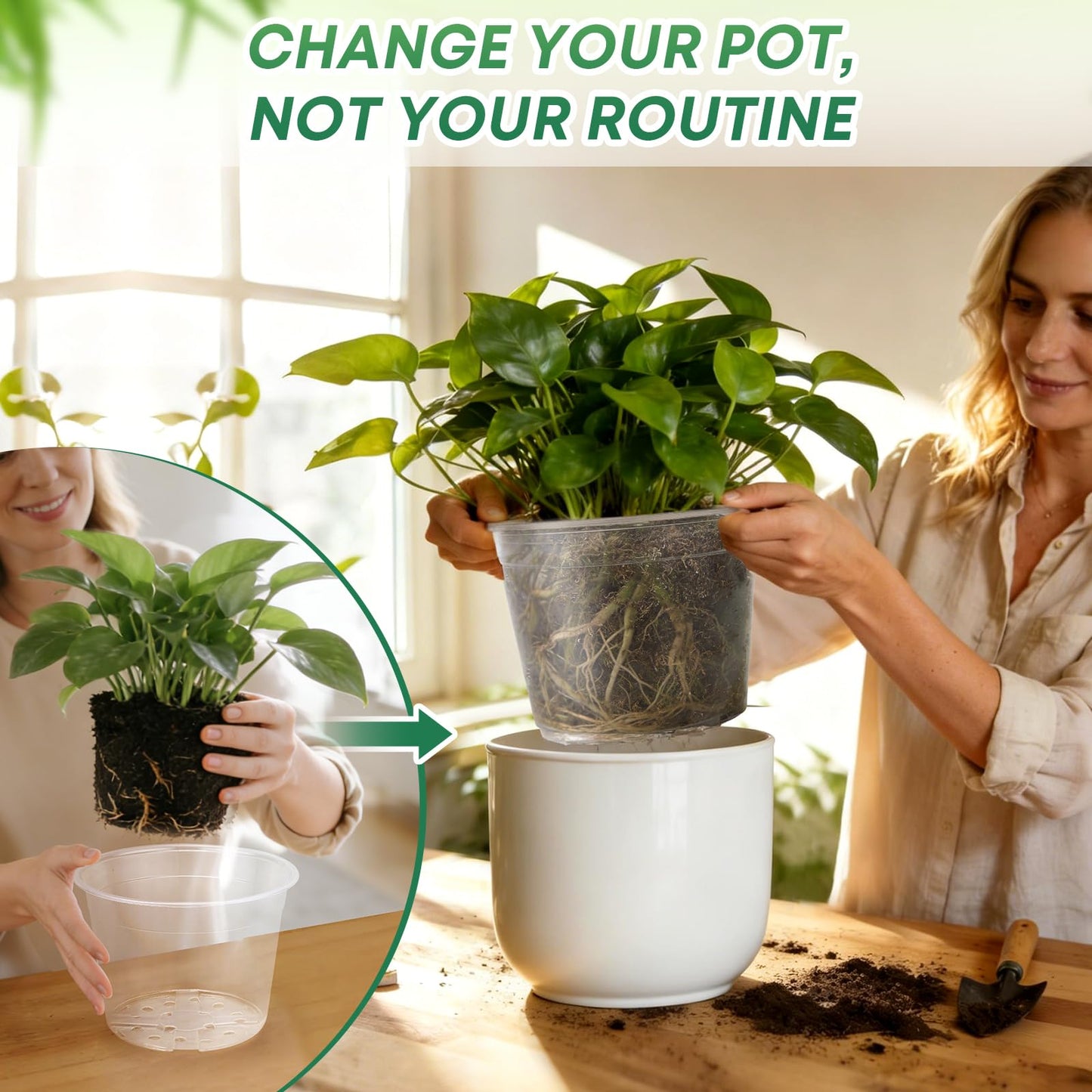 WTXHOP 15 Pack 8/10/12 Inch Large Clear Nursery Pots with Drainage Hole, Plastic Plant Pots for Seedling Flower Vegetable, Indoor Outdoor Gardening, Used as Liner Inside Decorative Pot (8 10 12 inch)