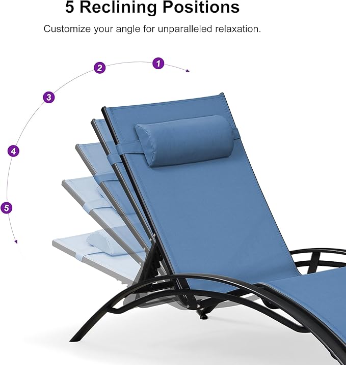 PURPLE LEAF Patio Oversized Chaise Lounge Chair Set