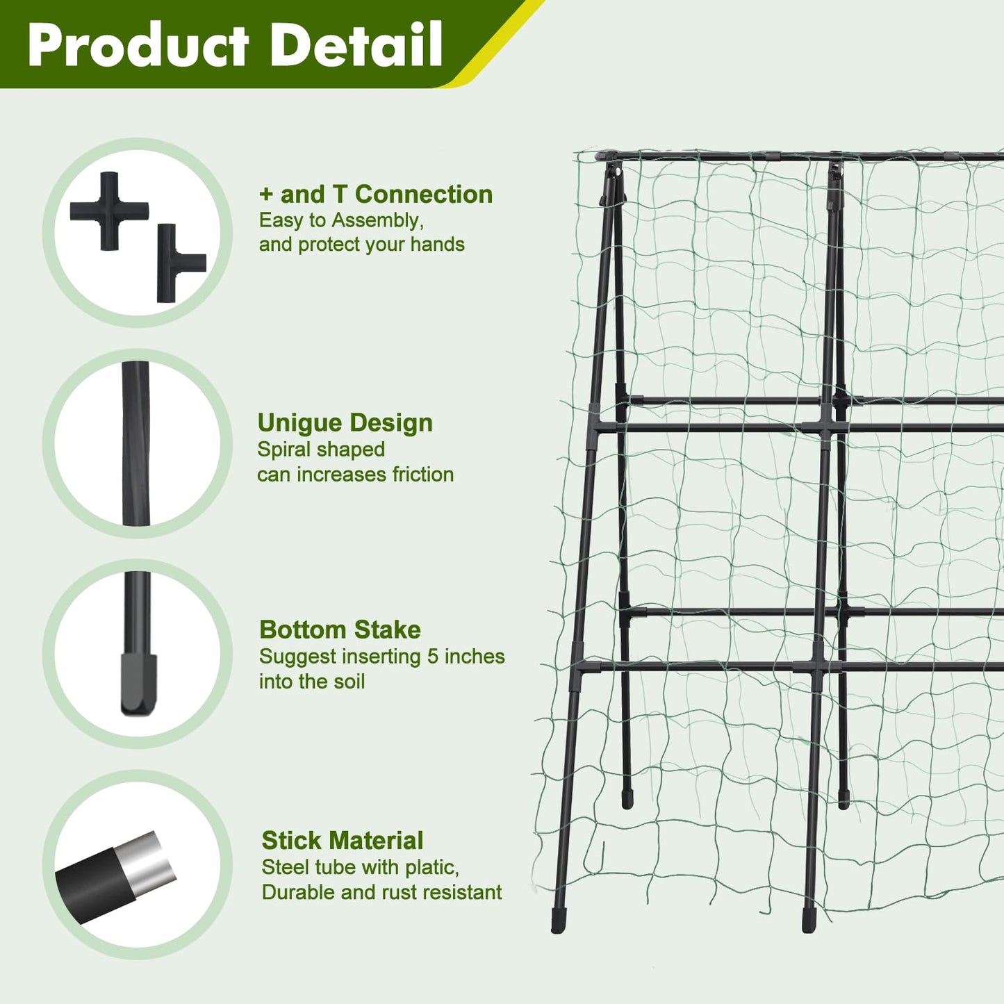 GOJAWAY 47.2"x47.2" Adjustable A-Frame Cucumber Trellis for Garden Vegetable Trellis, Metal Garden Trellis Arch Plant Grow Support Frame for Climbing Plants Support Vegetable Flower Fruits Vine