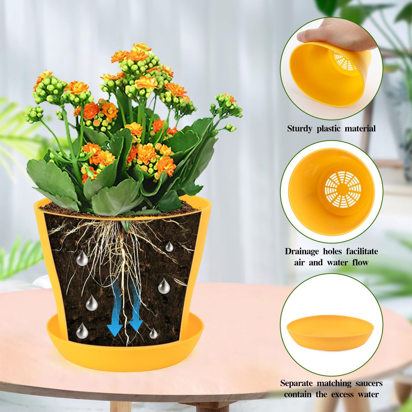 Bluckincle 100 Pcs 4 Inch Plant Nursery Pots and 8 Pack 4.7 Inch Plant Pots Indoor Outdoor