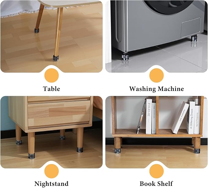 Furniture Risers 1 inch Adjustable, 4 Pack Metal Bed Risers Lift Height