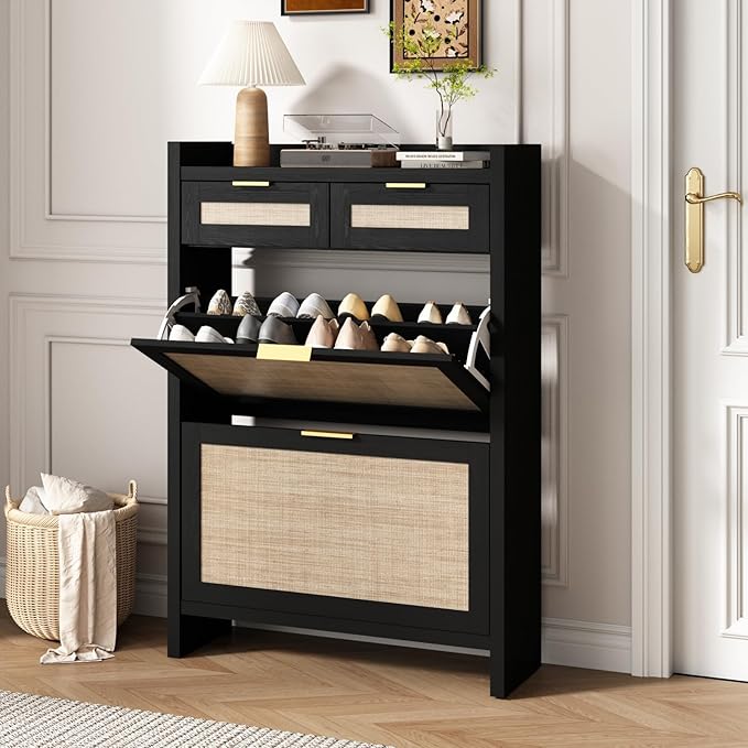 HOKYHOKY Rattan Shoe Storage Cabinet