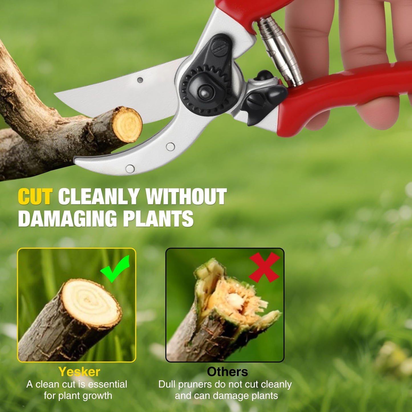 Yesker Pruning Shears Pruners for Gardening 8.5 in Professional Bypass Garden Scissors with Sharp SK5 Steel Blade Heavy Duty Hand Garden Shears Clippers for Branch Flower Plant Trimming Cutting Tools