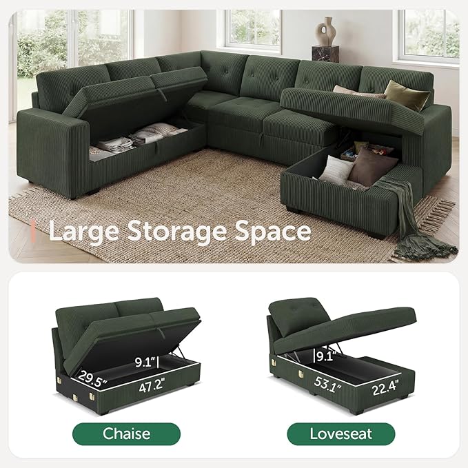 HONBAY Sectional Sleeper Sofa Bed