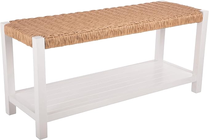 Alaterre Furniture Bench with Handcrafted Woven Rope Seat
