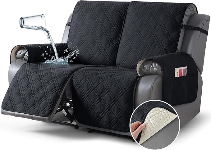 TAOCOCO 100% Waterproof Loveseat Recliner Cover, Non Slip Split Loveseat Covers