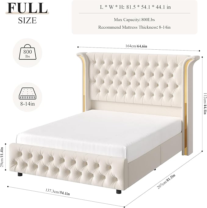 Keyluv Full Smart LED Bed Frame