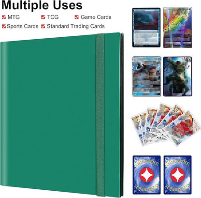 GEAoffice Card Binder, 12 Pockets Trading Card Album Book Folder, 624 Side Loading Pocket Collection Binder for Yugioh, MTG, TCG, Sports & Games Cards, Green