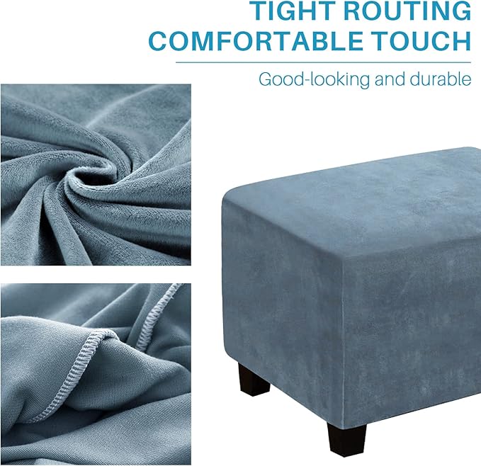 Ottoman Cover, Stretch Rectangle Velvet Ottoman Slipcovers of Foot Stool