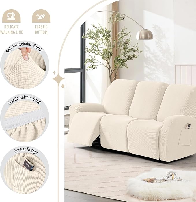TAOCOCO Recliner Sofa Covers 8-Pieces Stretch Large Couch Covers