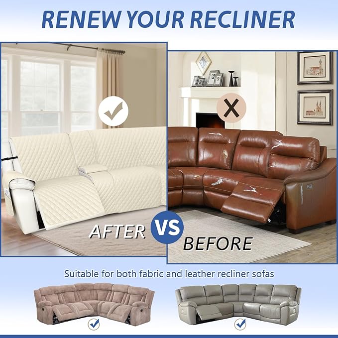 Arfntevss Recliner Sectional Couch Covers 1OO% Waterproof L Shape Sofa Cover