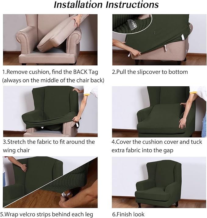 Turquoize Wingback Chair Covers 2 Piece Wing Chair Slipcover Stretch Slipcovers