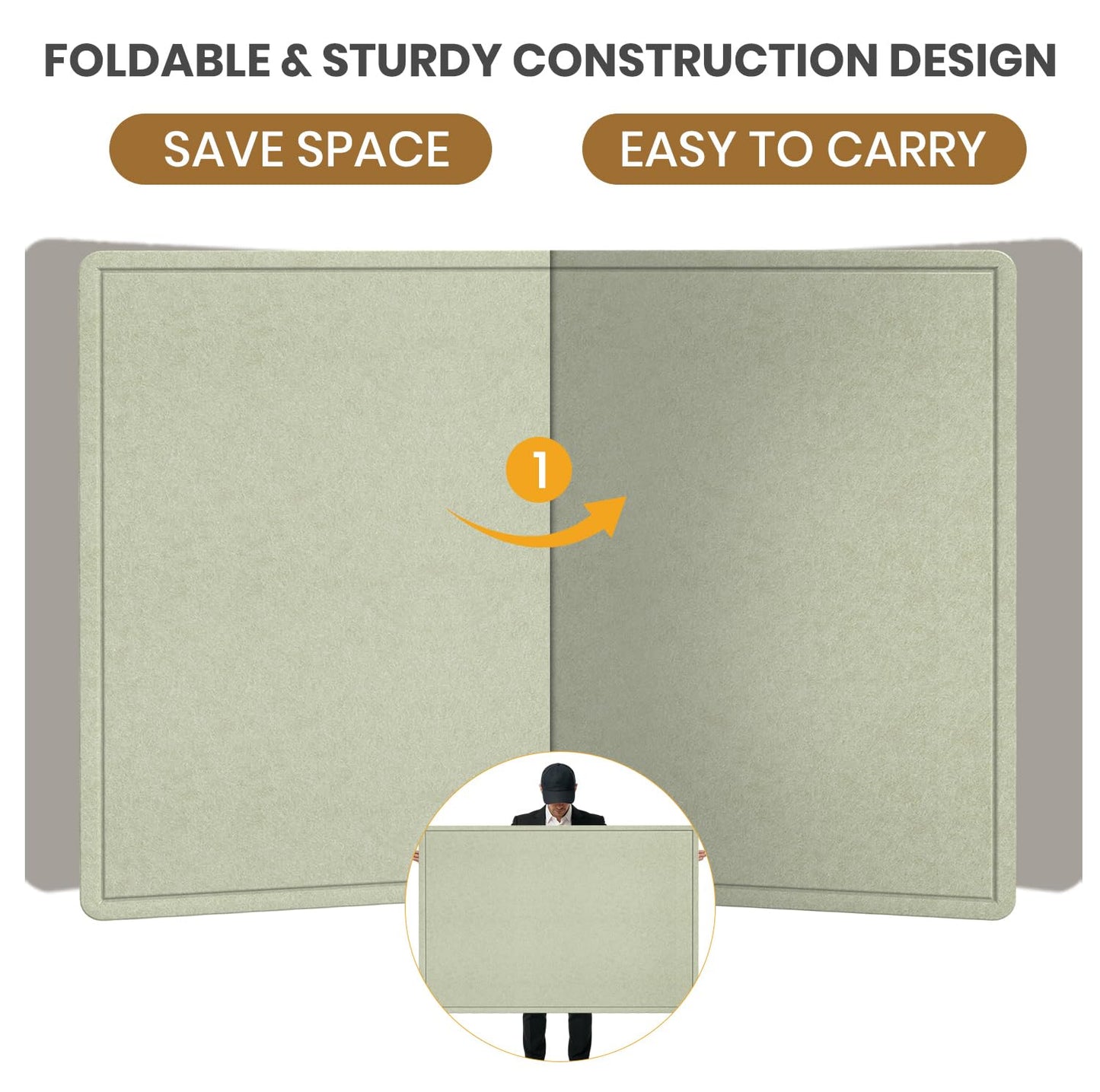 Large Bulletin Board, 60 X 36 inches Cork Board with 30 Pushpin, 5' x 3' Felt Cork Board Notice Pin Board, Self-Adhesive Vision Board Mood Board Foldable Photo Board for Wall - Sage Green