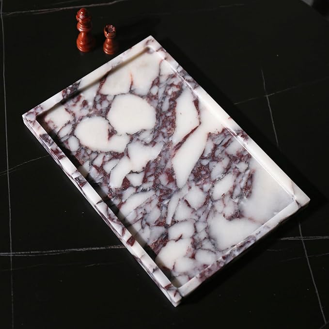 Real Luxurious Natural Marble Vanity Tray Genuine Marble Storage Tray