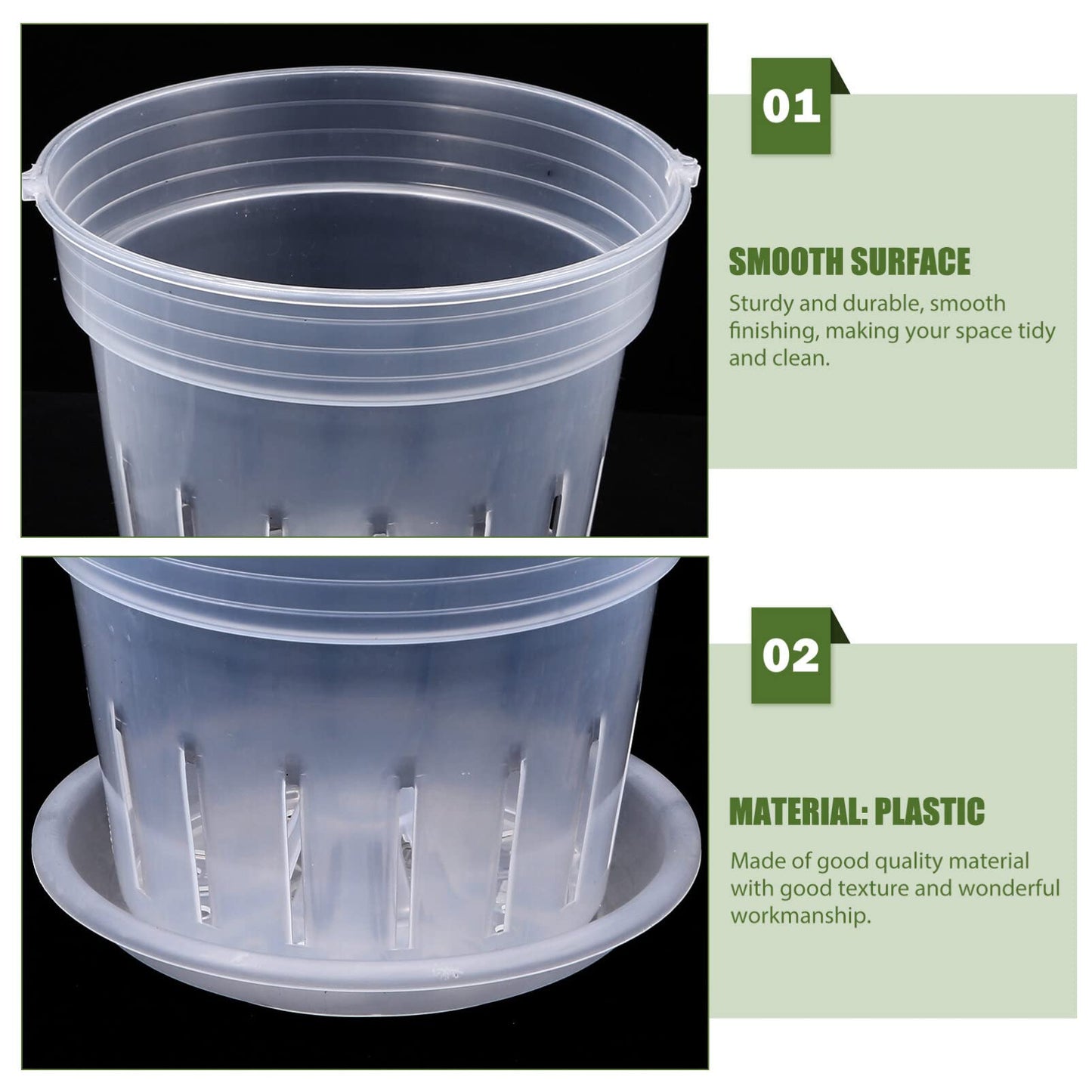 Toddmomy Slotted Orchid Pot with Tray 7.20X7.20X5.94In Clear Plastic Flower Pot for Indoor Gardening and Nursery Plants with Ventilation Holes