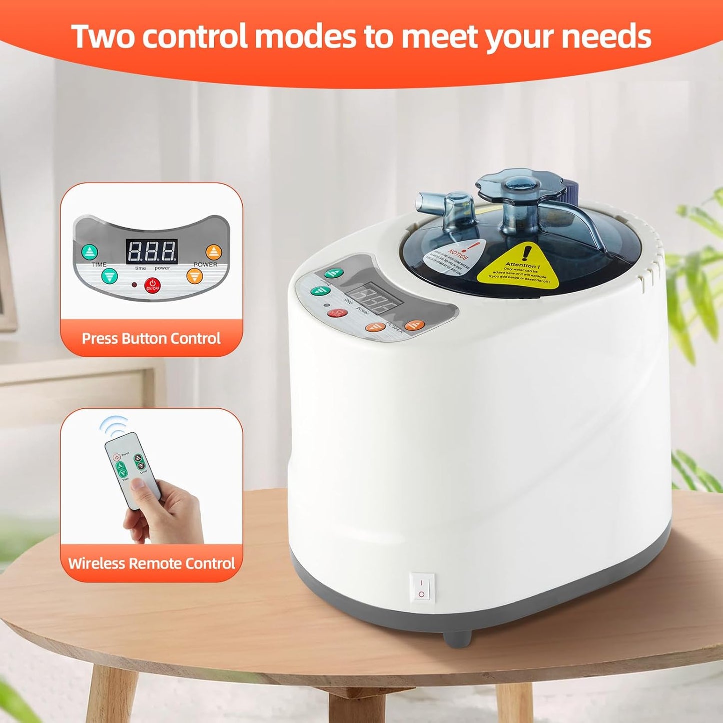 ZONEMEL Sauna Steamer Portable Pot 2 Liters, Stainless Steel Steam Generator with Remote Control, Spa Machine with Timer Display Mist Moisturizing for Body Detox (110V)