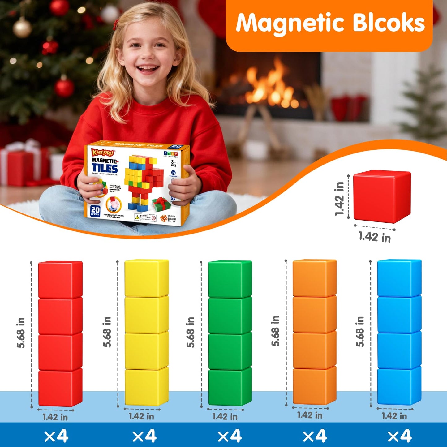 Magnetic Blocks for Toddlers Toys,1.42 Inch Building Blocks Toys for 3 4 5 6 7 8+Years Old Boys Girls, Magnetic Cubes for Kids STEM Montessori Toy Educational Sensory Magnet Toy for Kids Age 1-3 3-5