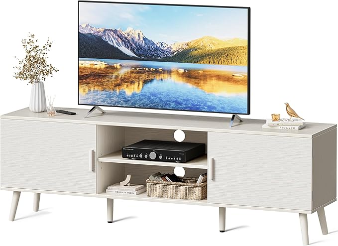 SUPERJARE TV Stand for 55 Inch TV, Entertainment Center