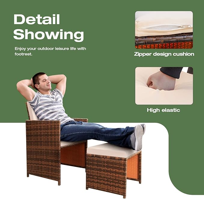 Devoko 4 Pieces Patio Wicker Furniture Set Outdoor Patio Chairs