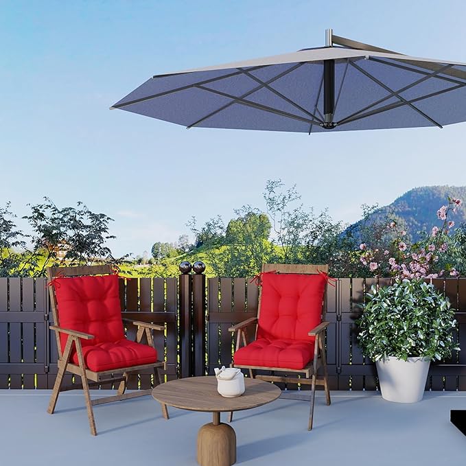 Outdoor Chair Cushions Set of 2, High Back Soft Seat Pad