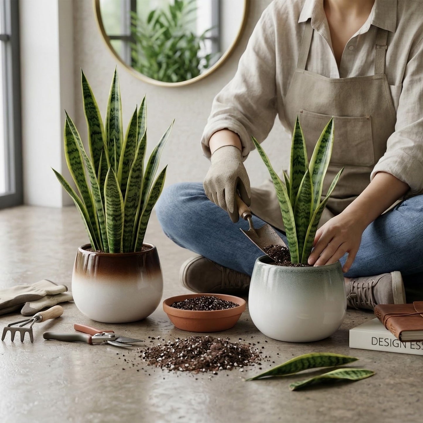Sin wings 5.6 Inch Ombre Glazed Ceramic Planter Set, Round Bulbous Flower Pot with Drainage Hole, Modern Gradient Indoor Plant Pot for Calathea, Pothos, and Houseplants, Home Decor, 2 Pack
