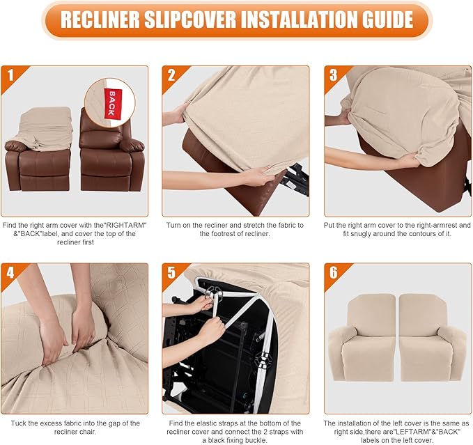 VANSOFY Recliner Cover, 2-Pieces Stretch Reclining Couch Cover