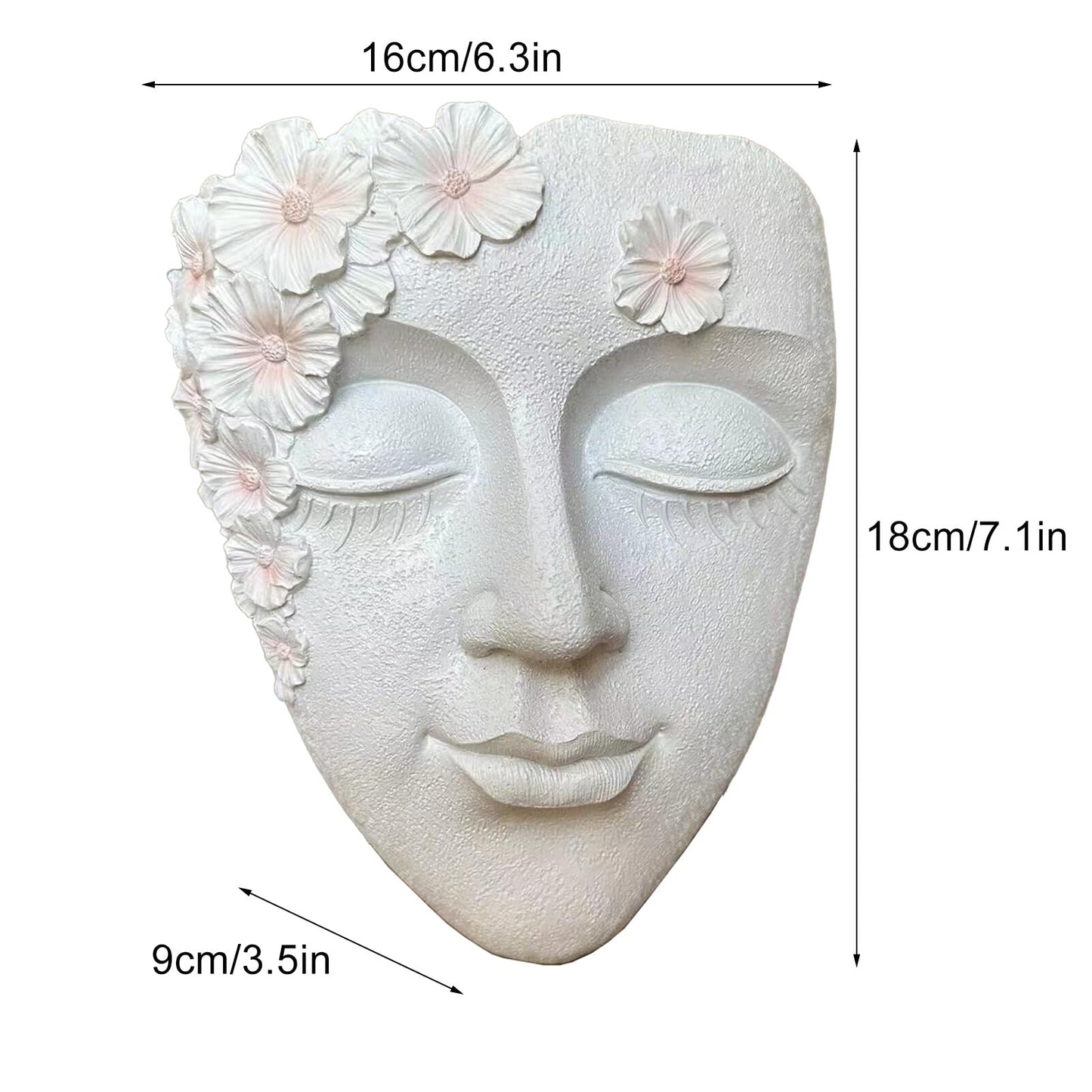 RTYUSWL 7.1 in Lady Face Flower Pots for Indoor Outdoor Plants Resin Head Planter with Drainage Hole Cute Small Succulent Pots (White)