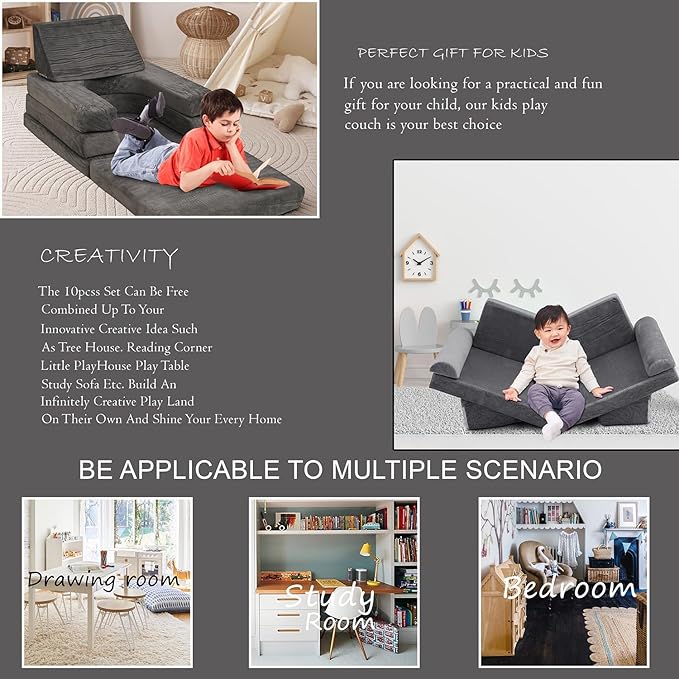 10 PCS Modular Kids Play Couch