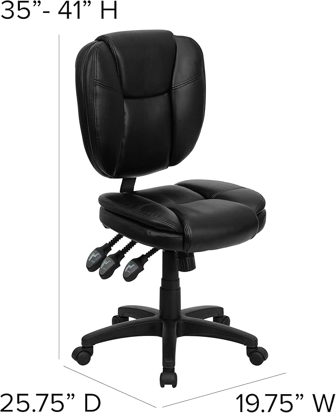 Flash Furniture Caroline Mid-Back Black LeatherSoft Multifunction Swivel