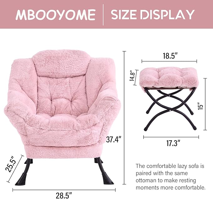 MBOOYOME Lazy Chair with Folding Ottoman, Modern Accent Lounge Armchair with