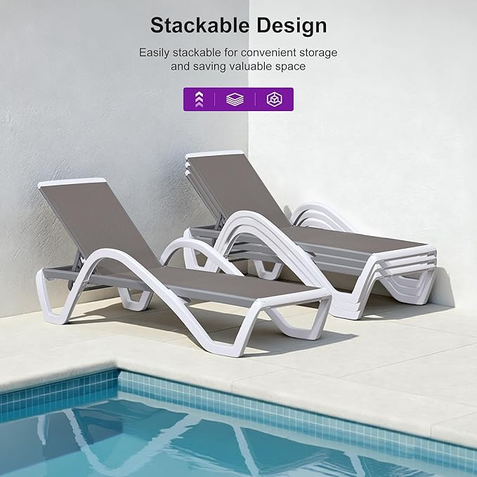 PURPLE LEAF Patio Chaise Lounge Chair