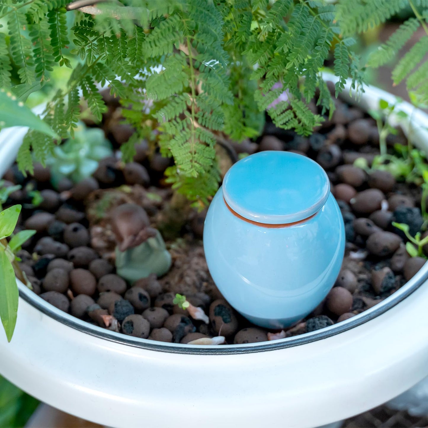 MOUGIGI 4-Pack Self Watering Planter Insert - 2 Blue and 2 Green Ceramic Watering Globes for Indoor Plants, Terracotta Bulbs, and Small Plant Pots - 300ml Capacity, 1 Weeks Autonomy