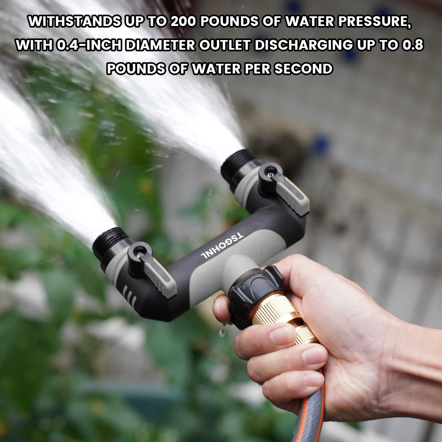 2 way hose splitter outdoor spigot splitter hose bib adapter garden faucet manifold water hose connector multiple hose connection garden watering - Grey