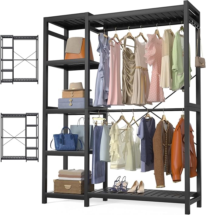 Homykic Bamboo Clothes Rack Garment Rack