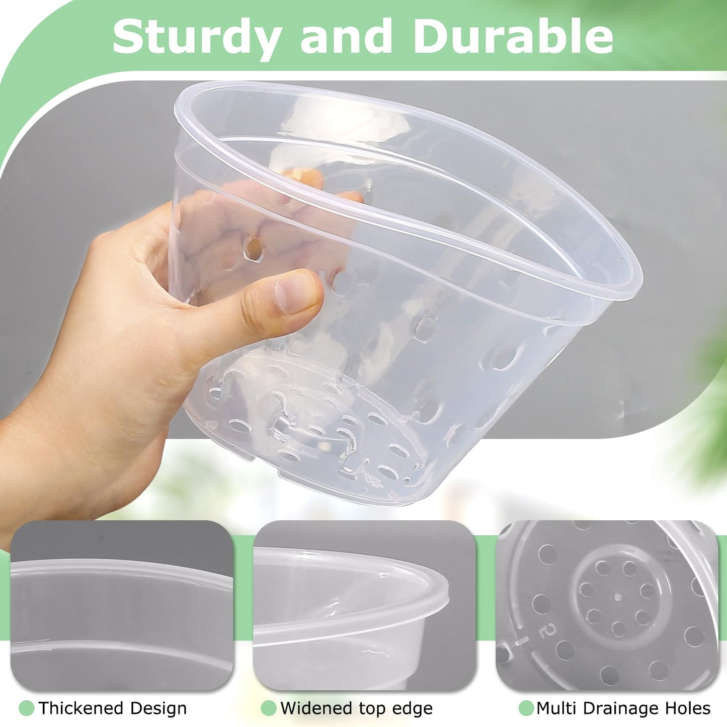 YOPIKUU Orchid Pot,3 4 5 6 Inch 8 Pack Orchid Pots with Holes and Saucers,Clear Plastic Flower Plant Pot for Indoor Outdoor Plants,Slotted Orchids Planter(3 4 5 6Inch)