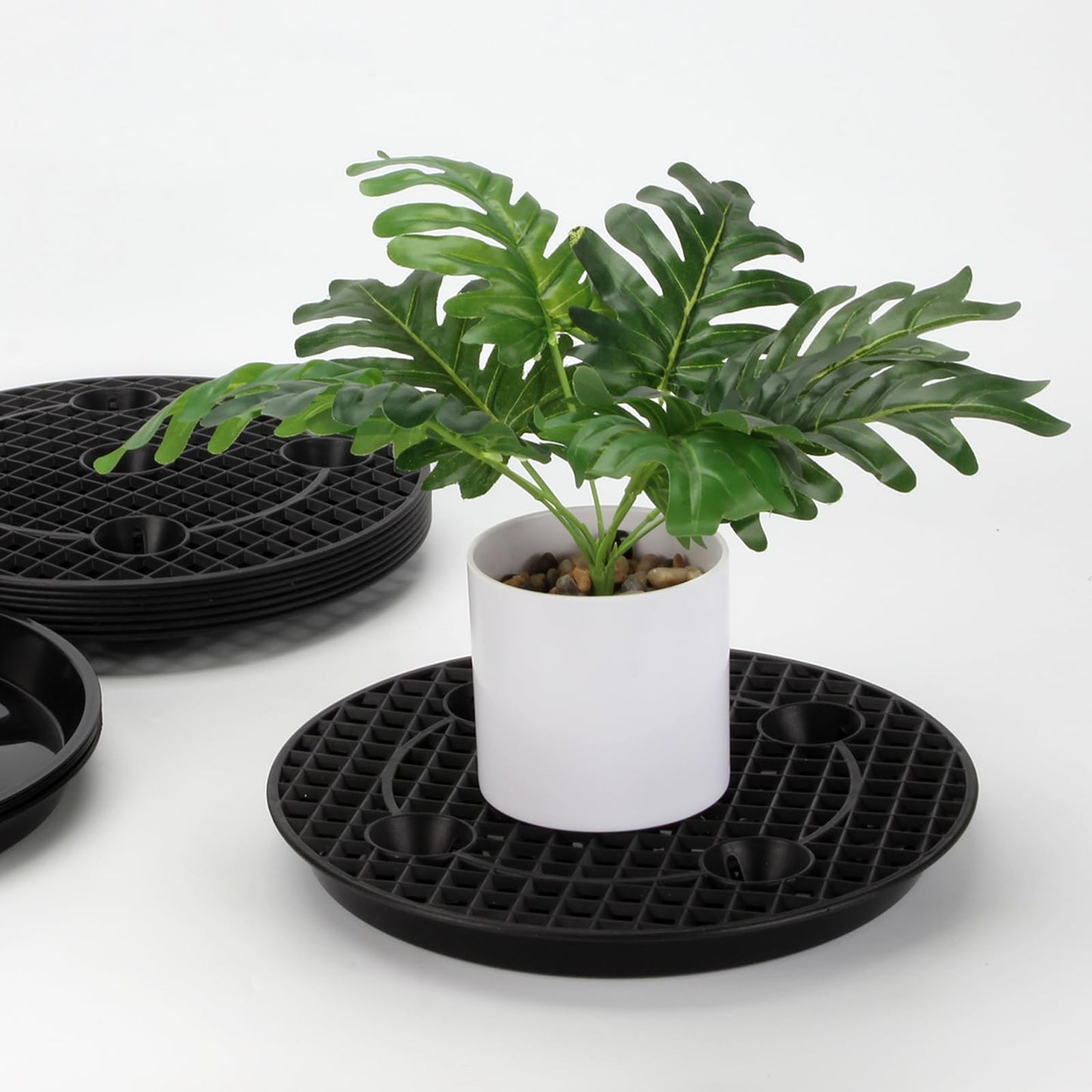 KVMORZE 12 Pack 8 In Plant Saucer Stand Set, Heavy Duty Plant Drip Trays with Elevated Plant Saucer Pot Base with Drainage Hole, Flower Pot Tray Plant Pot Container Accessories for Indoor Outdoor