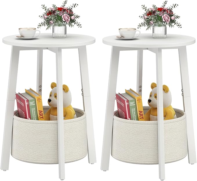 sthmec Small Round Side End Table Set of 2