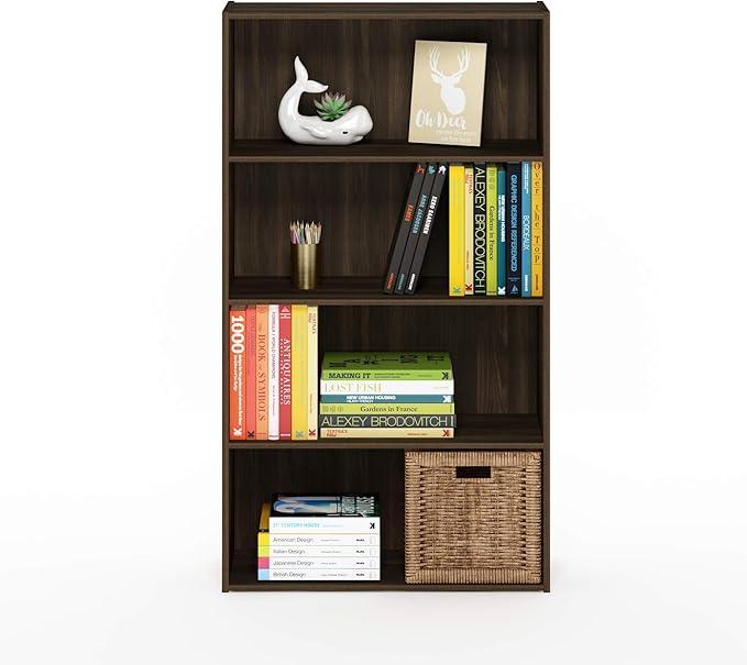 Furinno PASIR Book Shelf, 4-Tier Bookshelf, Bookcase