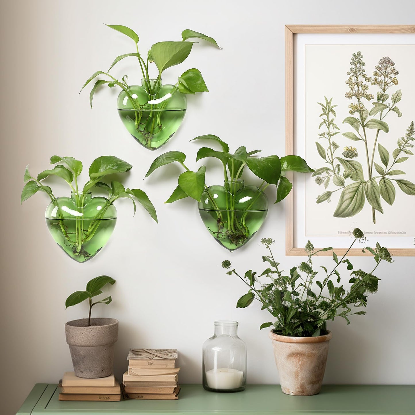 CYZglass Wall Hanging Planter Propagation Station for Indoor Plants Glass Vase Air Plant Holder Gift for Women Girlfriend Plant Lover