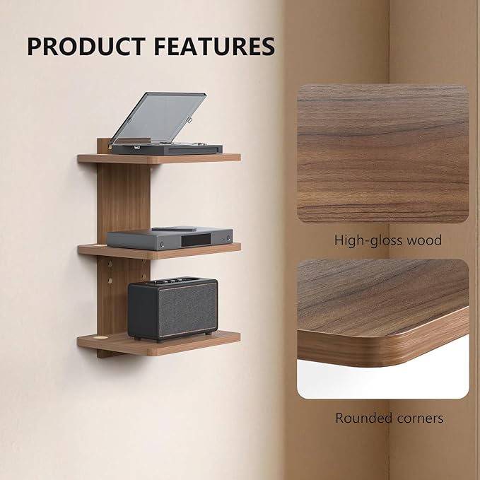 WALI Floating TV Shelf, 3 Tier Projector Shelf