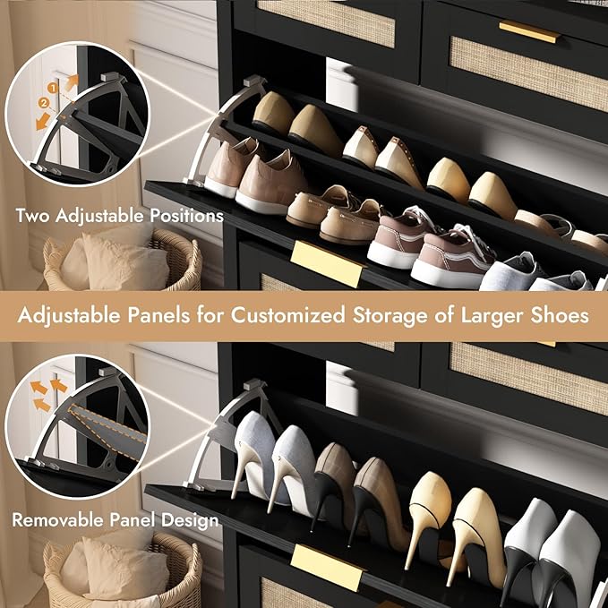 HOKYHOKY Rattan Shoe Storage Cabinet