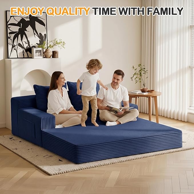 Erament Boneless Loveseat Convertible Sofa Bed, Folding Floor Futon Sleeper