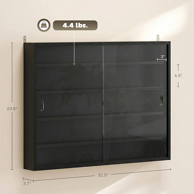 HOMCOM 5-Tier Display Cabinet, Glass Door Cabinet
